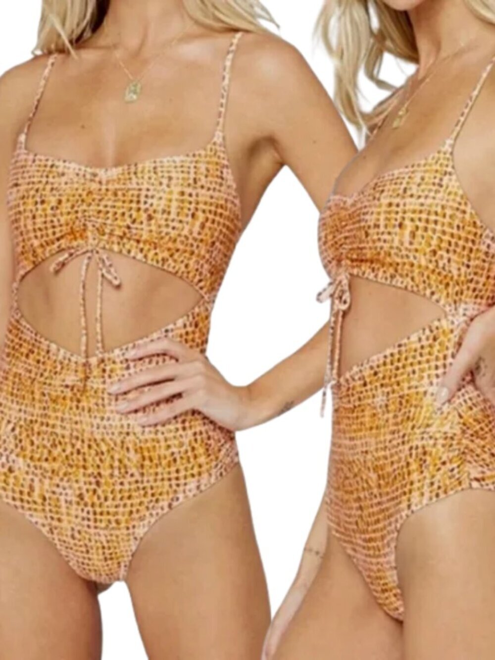 L*SPACE Rumi Patterned One Piece Swimsuit Monokini Women's 6 Orange Beach NWT